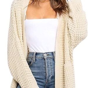 Tarse Open Front Waffle Knit Cardigan